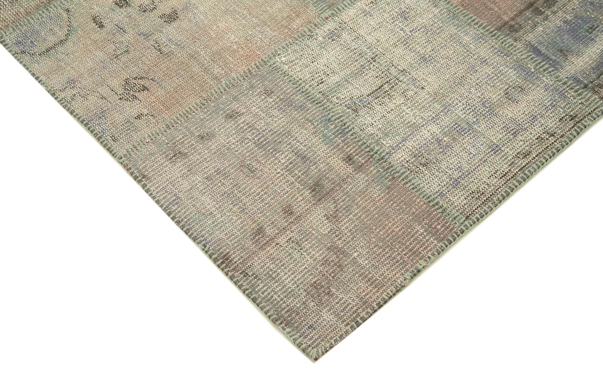 Kırk Yama Gri Patchwork Pamuk Yün El Dokuma Halısı 198x302 Agacan
