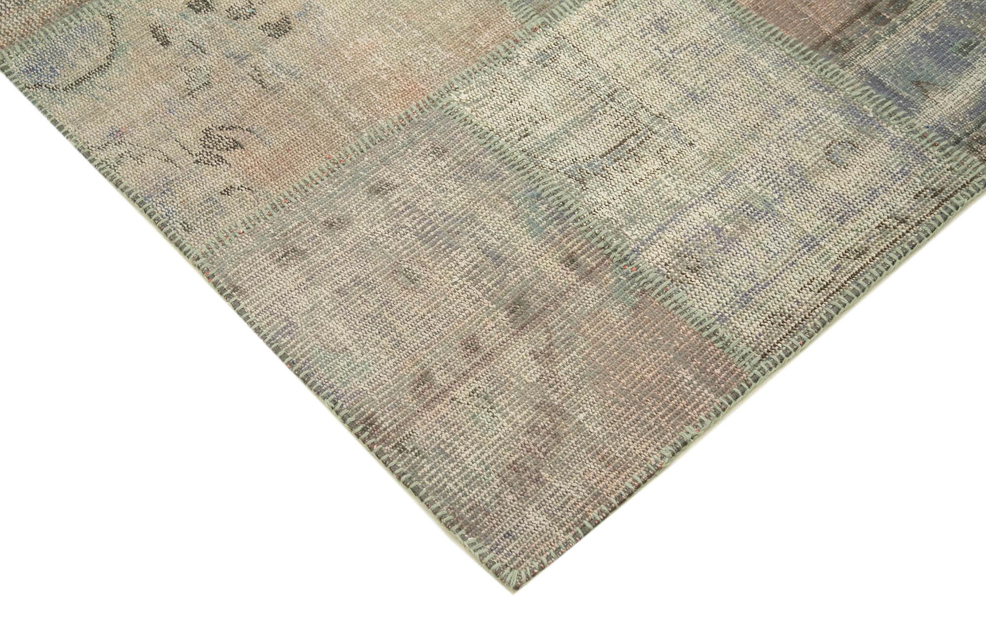 Kırk Yama Gri Patchwork Pamuk Yün El Dokuma Halısı 198x302 Agacan