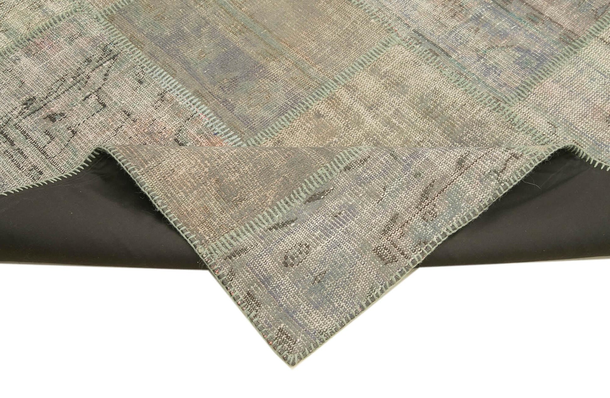 Kırk Yama Gri Patchwork Pamuk Yün El Dokuma Halısı 198x302 Agacan