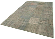 Kırk Yama Gri Patchwork Pamuk Yün El Dokuma Halısı 200x303 Agacan