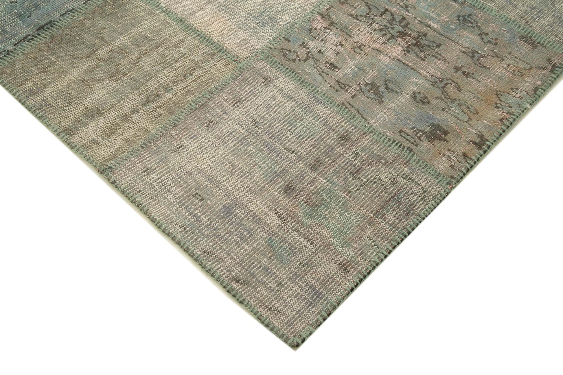 Kırk Yama Gri Patchwork Pamuk Yün El Dokuma Halısı 200x303 Agacan