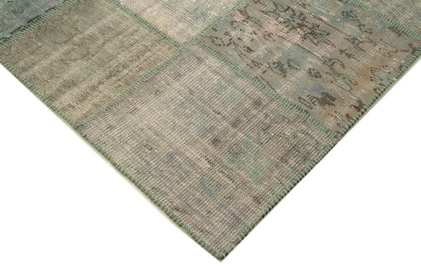 Kırk Yama Gri Patchwork Pamuk Yün El Dokuma Halısı 200x303 Agacan