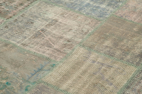 Kırk Yama Gri Patchwork Pamuk Yün El Dokuma Halısı 200x303 Agacan