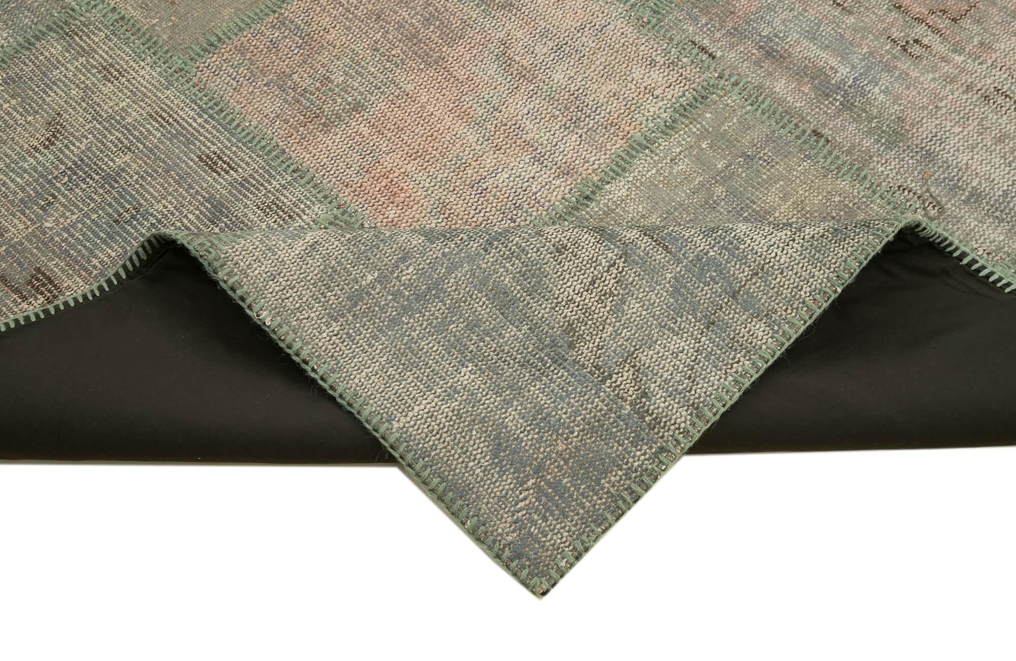 Kırk Yama Gri Patchwork Pamuk Yün El Dokuma Halısı 200x303 Agacan
