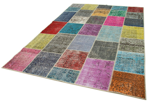 Kırk Yama Gri Patchwork Pamuk Yün El Dokuma Halısı 205x300 Agacan