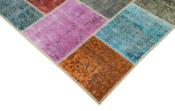 Kırk Yama Gri Patchwork Pamuk Yün El Dokuma Halısı 205x300 Agacan