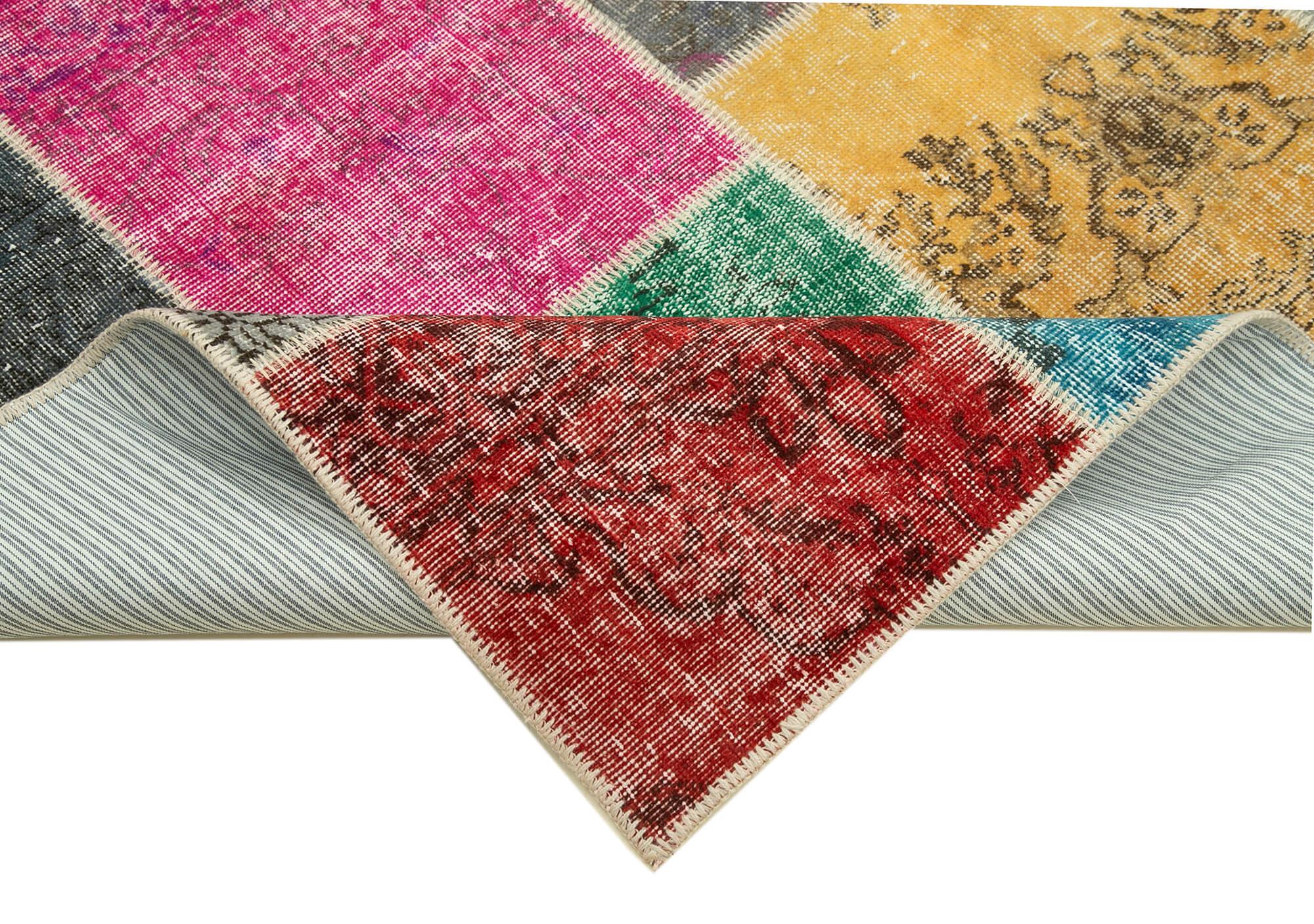 Kırk Yama Gri Patchwork Pamuk Yün El Dokuma Halısı 205x300 Agacan