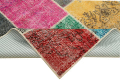 Kırk Yama Gri Patchwork Pamuk Yün El Dokuma Halısı 205x300 Agacan