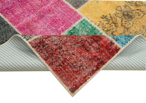 Kırk Yama Gri Patchwork Pamuk Yün El Dokuma Halısı 205x300 Agacan