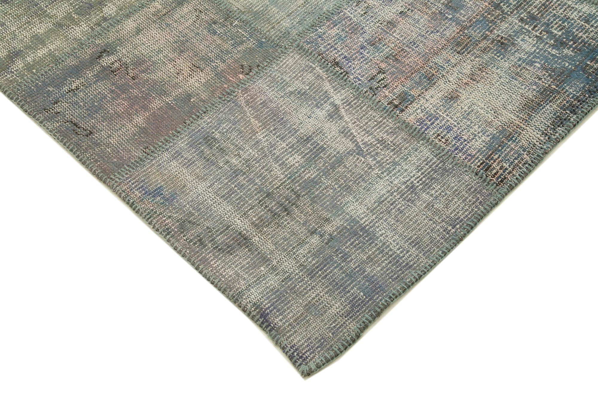 Kırk Yama Gri Patchwork Pamuk Yün El Dokuma Halısı 204x304 Agacan