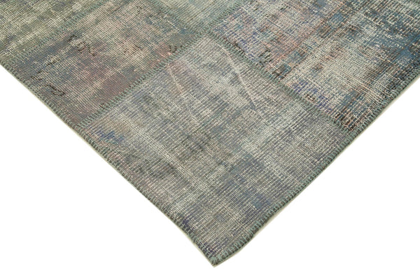 Kırk Yama Gri Patchwork Pamuk Yün El Dokuma Halısı 204x304 Agacan