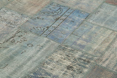 Kırk Yama Gri Patchwork Pamuk Yün El Dokuma Halısı 204x304 Agacan