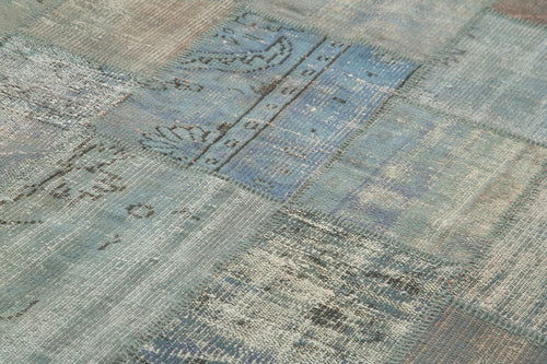 Kırk Yama Gri Patchwork Pamuk Yün El Dokuma Halısı 204x304 Agacan