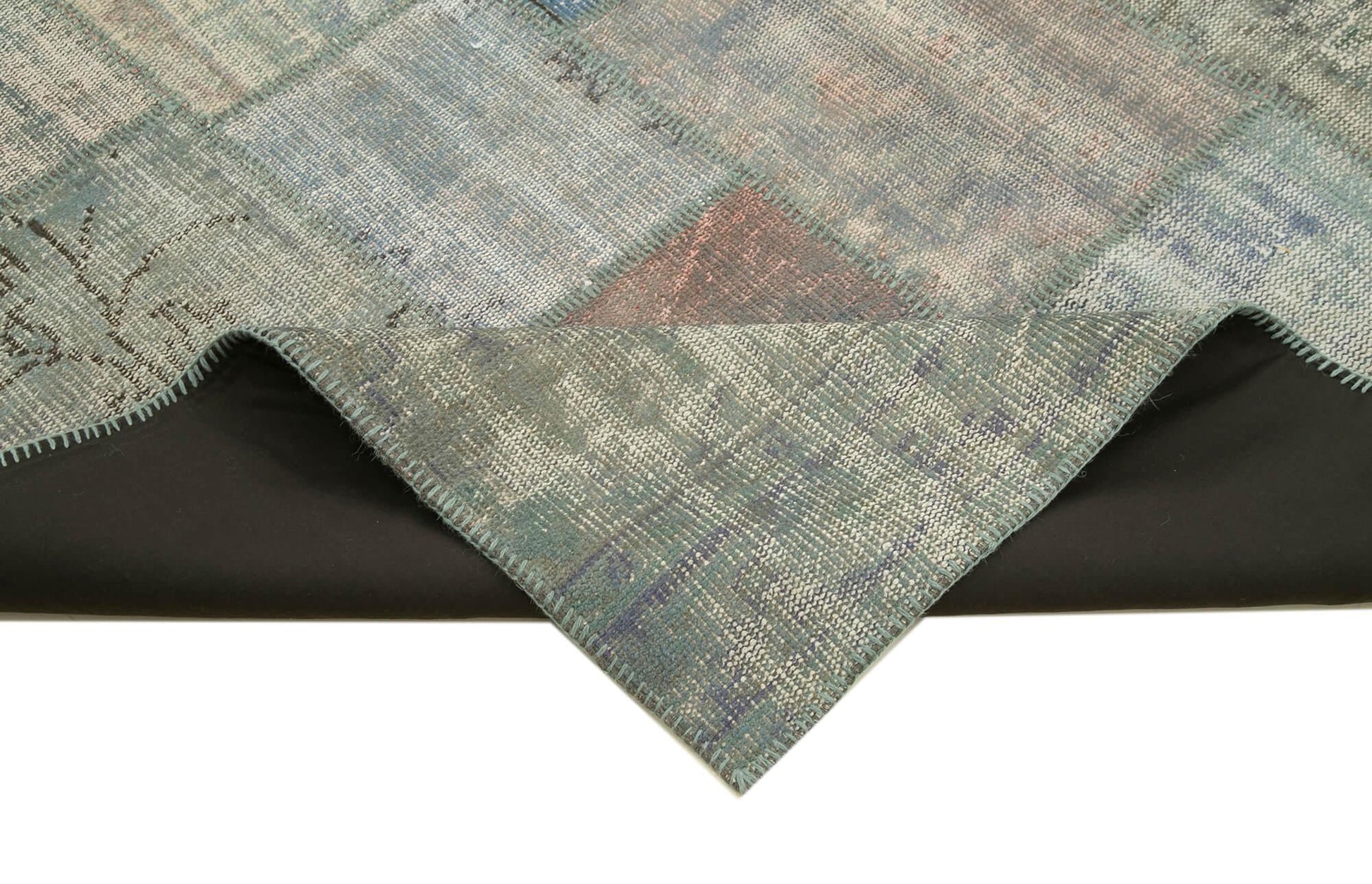 Kırk Yama Gri Patchwork Pamuk Yün El Dokuma Halısı 204x304 Agacan
