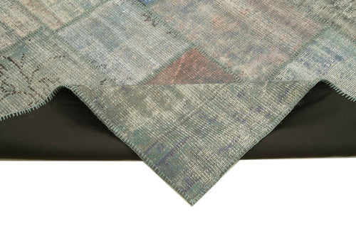 Kırk Yama Gri Patchwork Pamuk Yün El Dokuma Halısı 204x304 Agacan