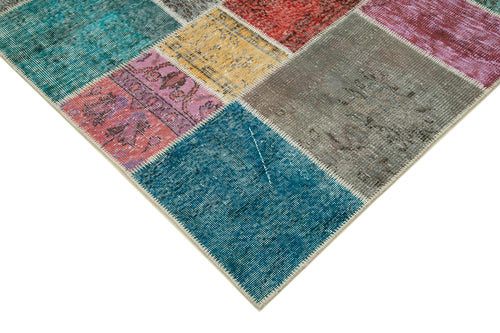 Kırk Yama Gri Patchwork Pamuk Yün El Dokuma Halısı 202x300 Agacan
