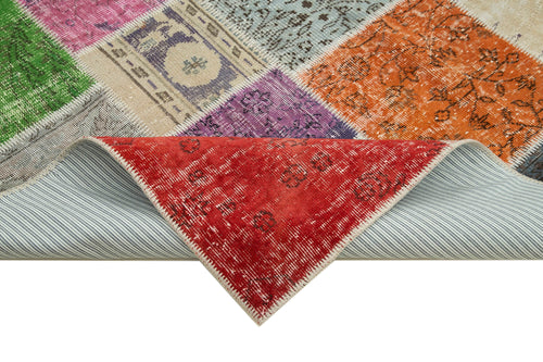 Kırk Yama Gri Patchwork Pamuk Yün El Dokuma Halısı 202x300 Agacan