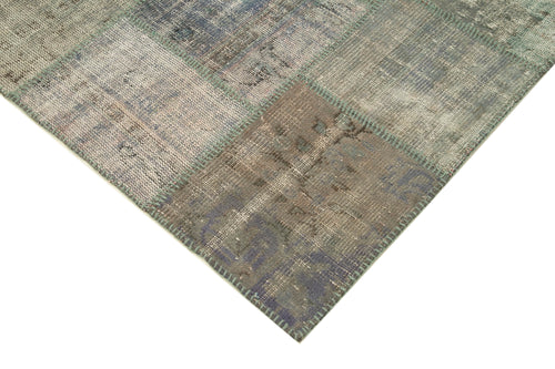 Kırk Yama Gri Patchwork Pamuk Yün El Dokuma Halısı 197x298 Agacan