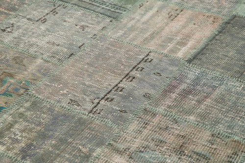 Kırk Yama Gri Patchwork Pamuk Yün El Dokuma Halısı 197x298 Agacan