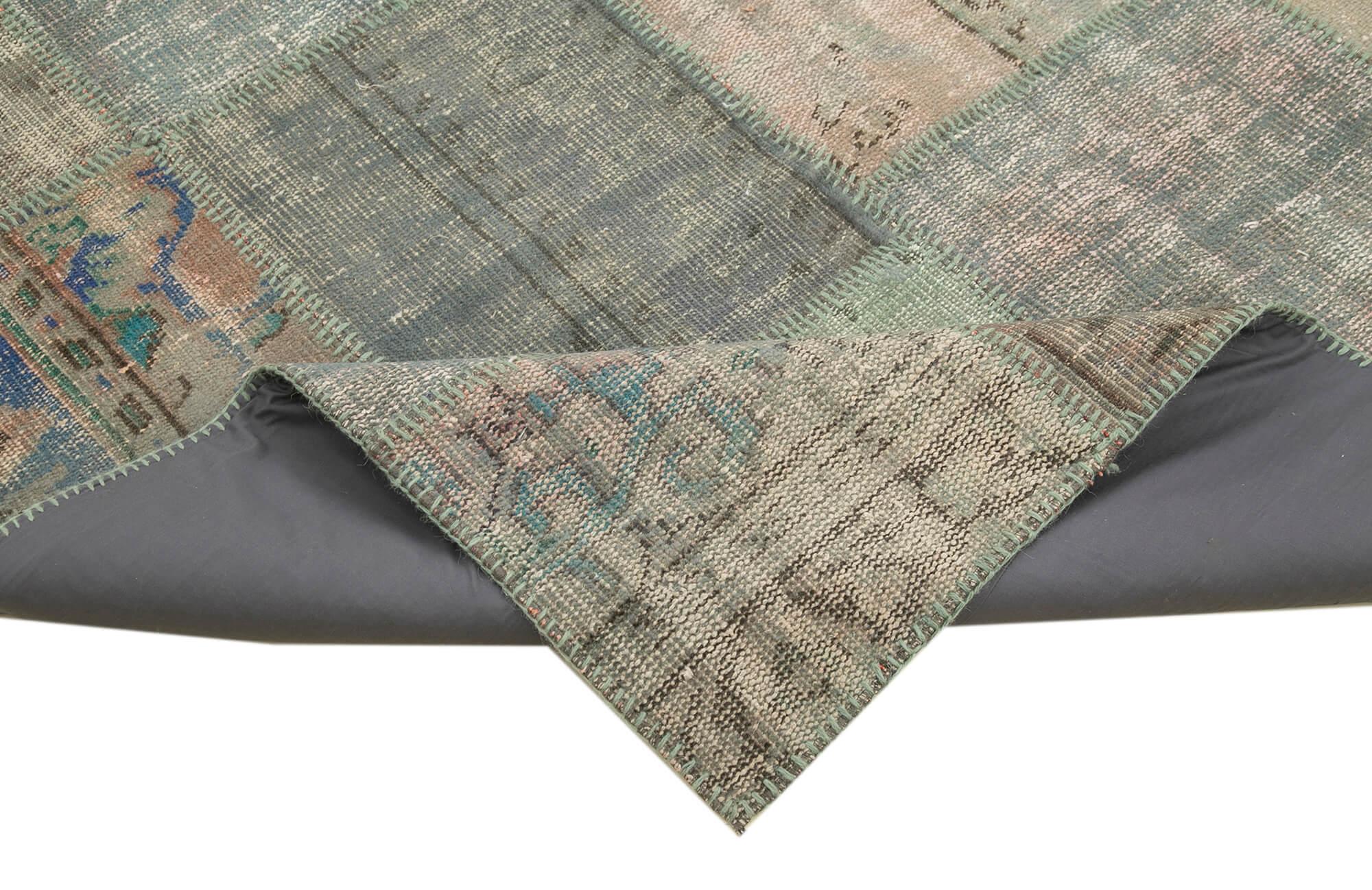 Kırk Yama Gri Patchwork Pamuk Yün El Dokuma Halısı 197x298 Agacan