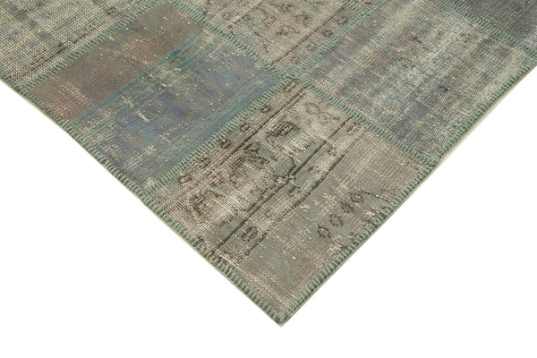 Kırk Yama Gri Patchwork Pamuk Yün El Dokuma Halısı 196x301 Agacan