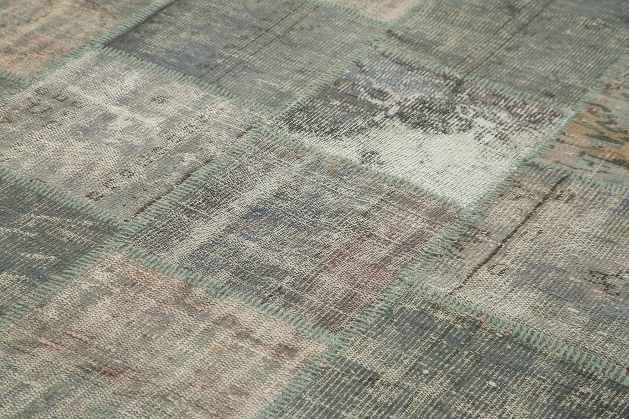 Kırk Yama Gri Patchwork Pamuk Yün El Dokuma Halısı 196x301 Agacan