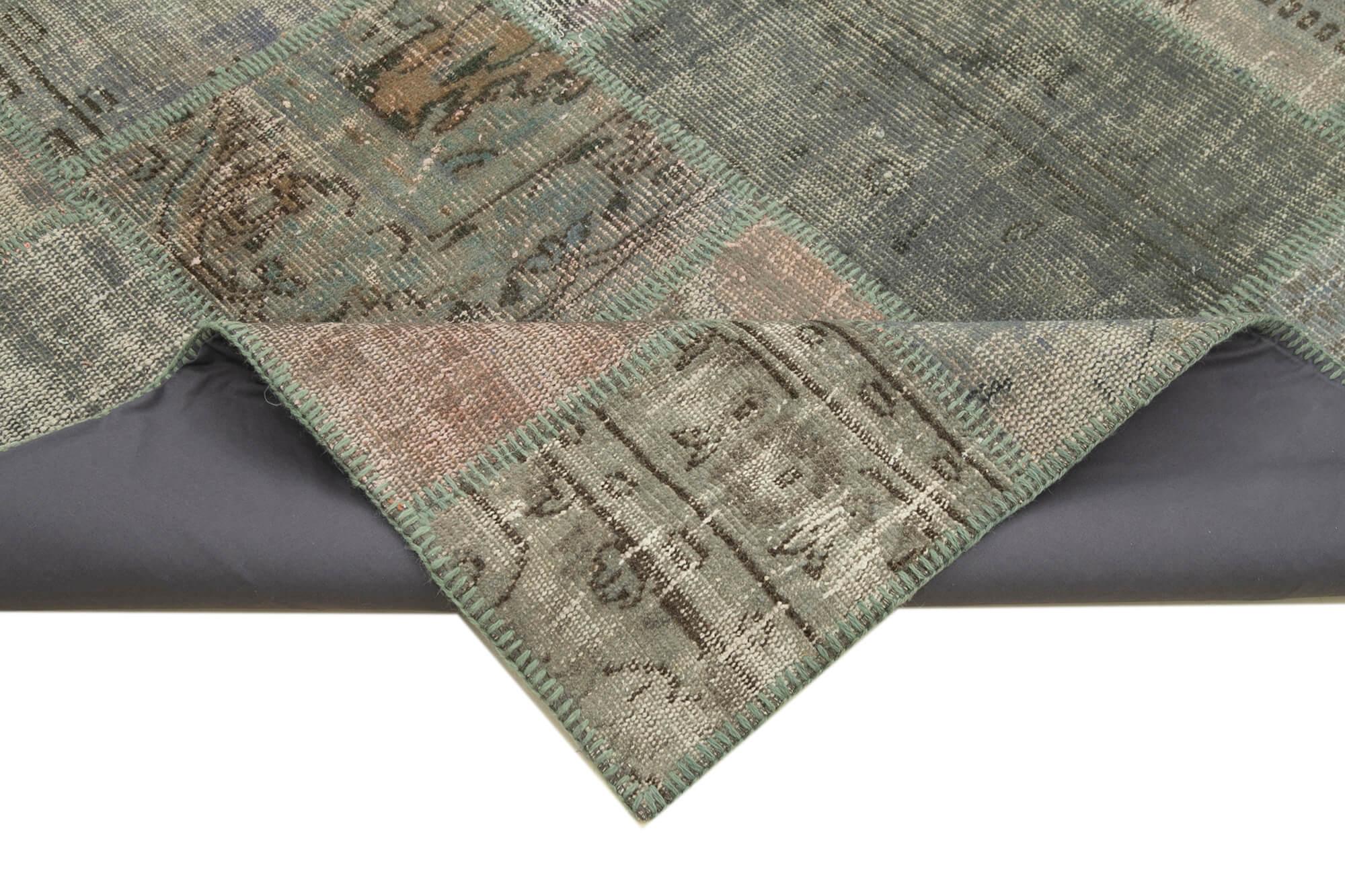 Kırk Yama Gri Patchwork Pamuk Yün El Dokuma Halısı 196x301 Agacan