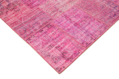 Kırk Yama Pembe Patchwork Pamuk Yün El Dokuma Halısı 207x301 Agacan