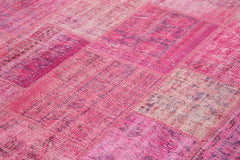 Kırk Yama Pembe Patchwork Pamuk Yün El Dokuma Halısı 207x301 Agacan