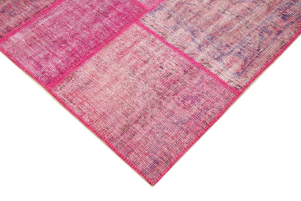 Kırk Yama Pembe Patchwork Pamuk Yün El Dokuma Halısı 207x304 Agacan