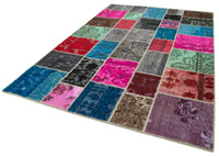 Wielokolorowy ręcznie tkany dywan vintage patchwork 206x305 cm