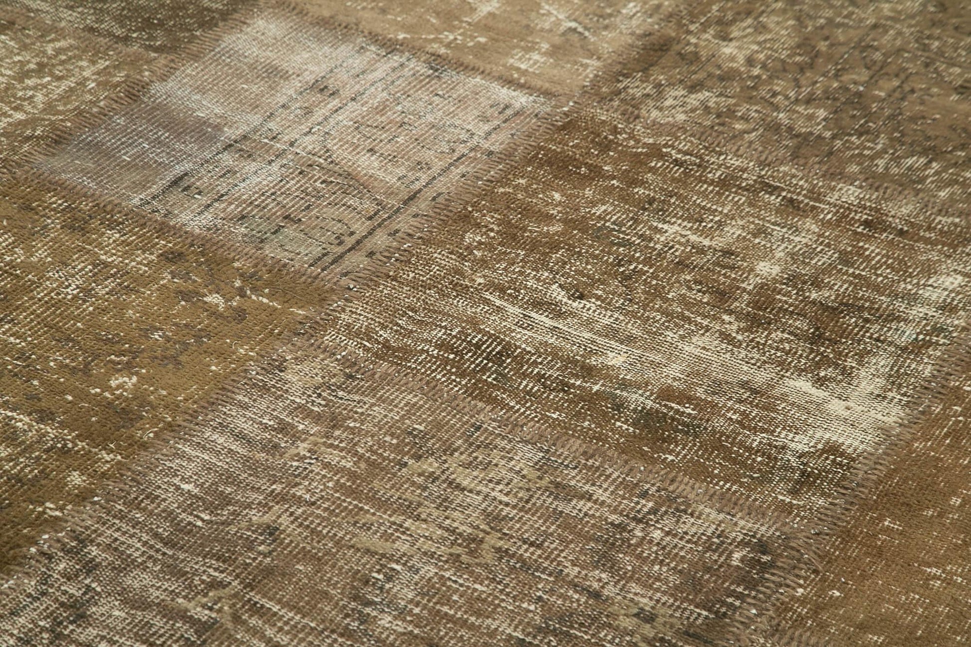 Kırk Yama Kahverengi Patchwork Pamuk Yün El Dokuma Halısı 200x298 Agacan
