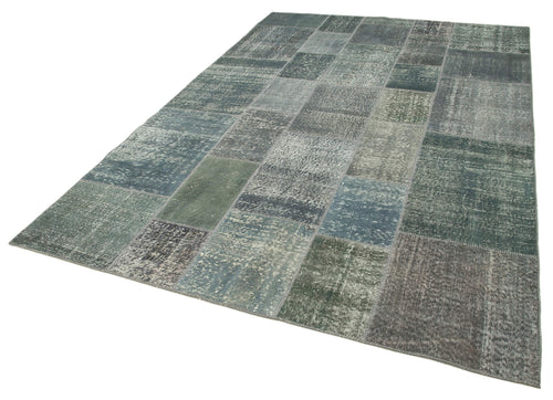 Kırk Yama Gri Patchwork Pamuk Yün El Dokuma Halısı 200x300 Agacan