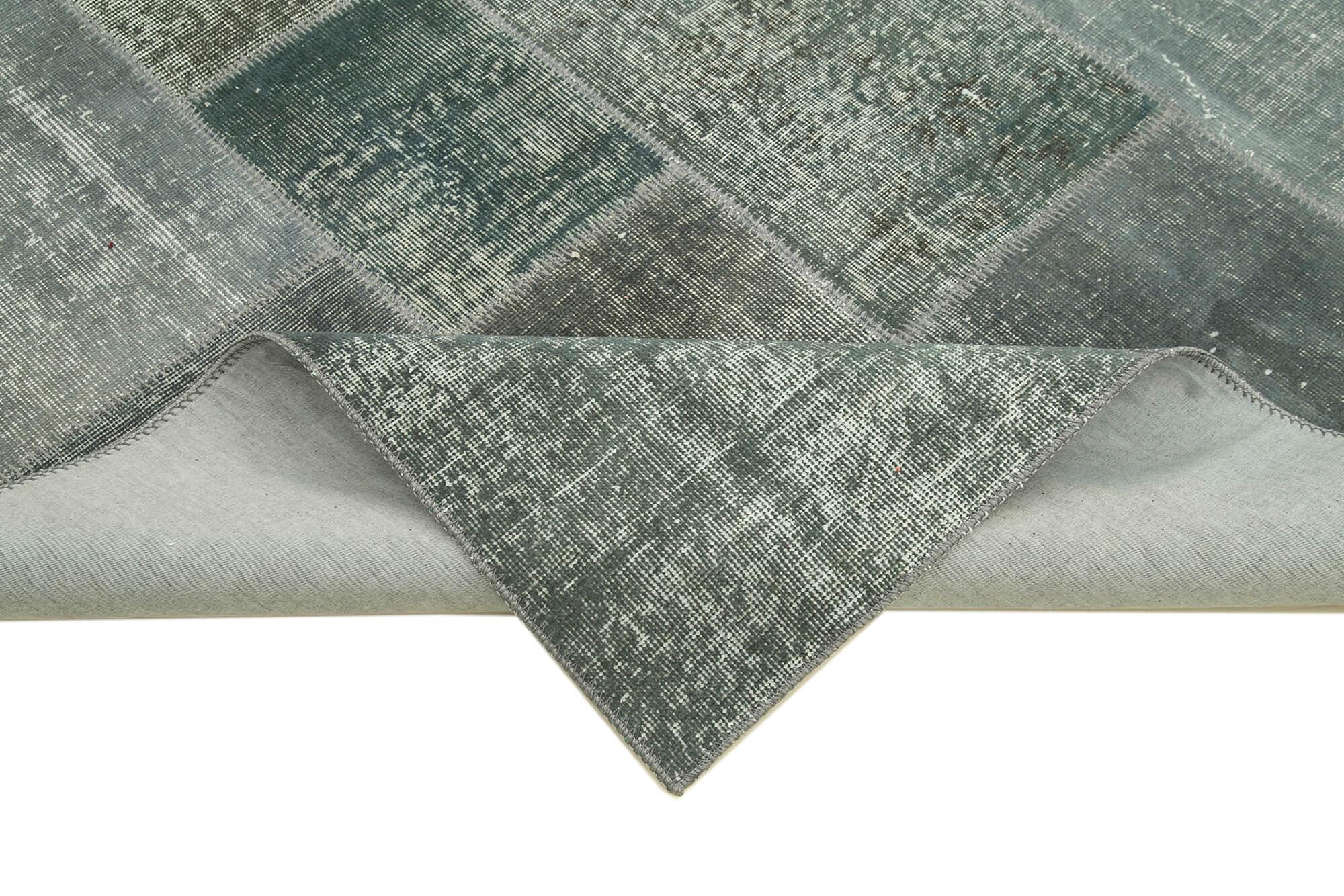 Kırk Yama Gri Patchwork Pamuk Yün El Dokuma Halısı 200x300 Agacan