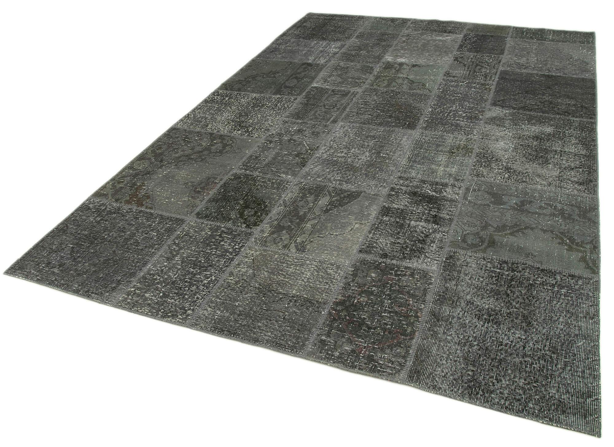 Kırk Yama Gri Patchwork Pamuk Yün El Dokuma Halısı 200x300 Agacan