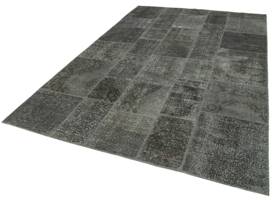 Kırk Yama Gri Patchwork Pamuk Yün El Dokuma Halısı 200x300 Agacan