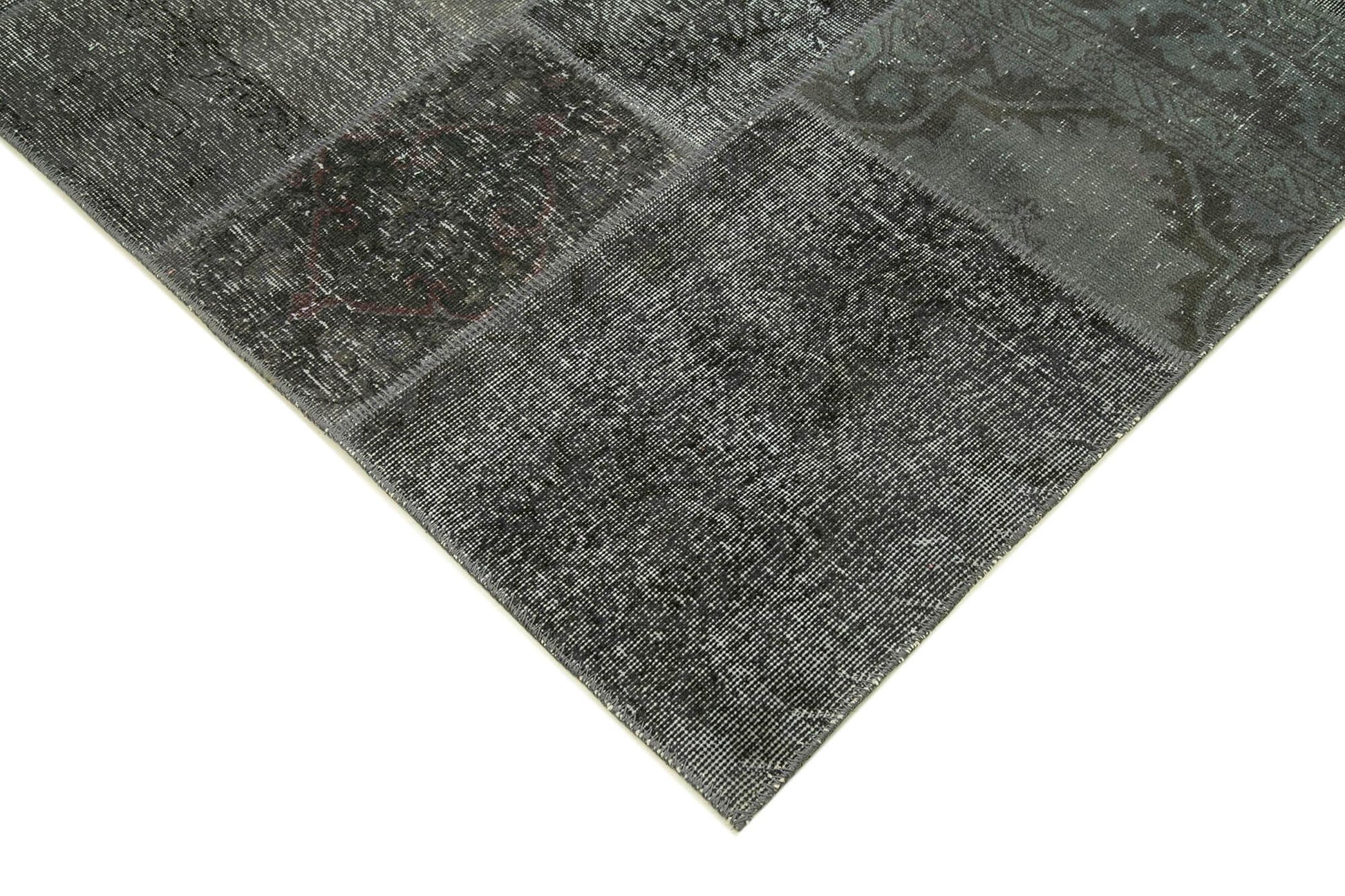 Kırk Yama Gri Patchwork Pamuk Yün El Dokuma Halısı 200x300 Agacan