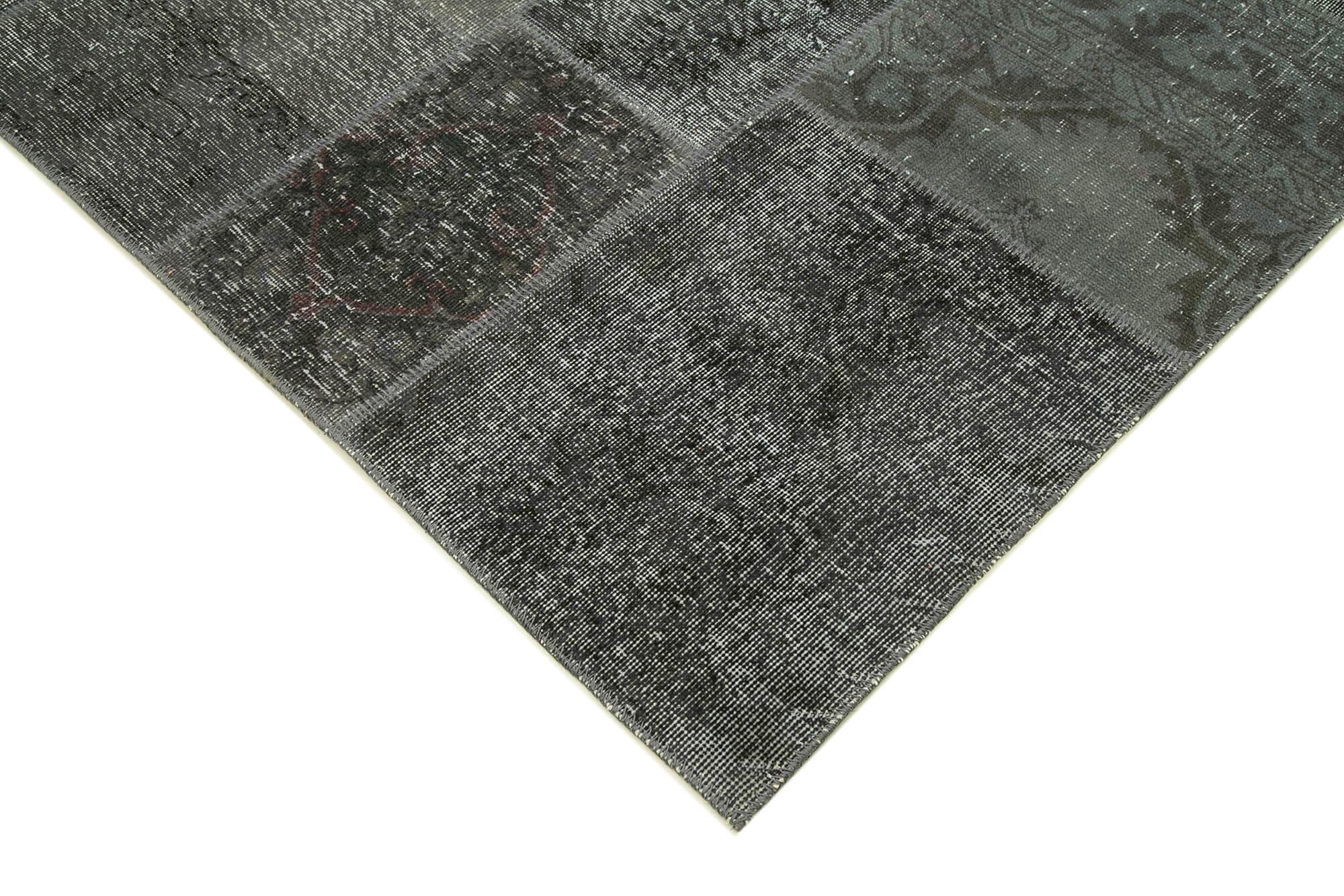 Kırk Yama Gri Patchwork Pamuk Yün El Dokuma Halısı 200x300 Agacan