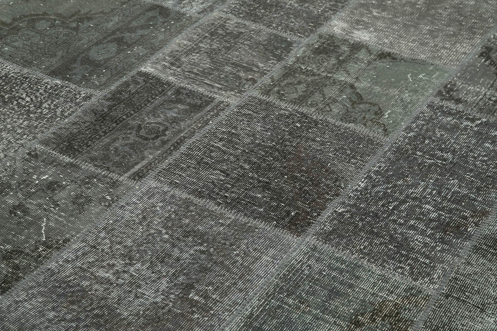 Kırk Yama Gri Patchwork Pamuk Yün El Dokuma Halısı 200x300 Agacan