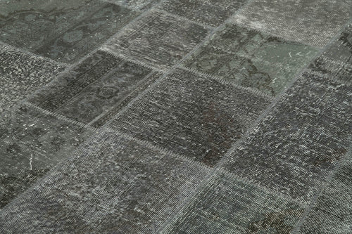 Kırk Yama Gri Patchwork Pamuk Yün El Dokuma Halısı 200x300 Agacan