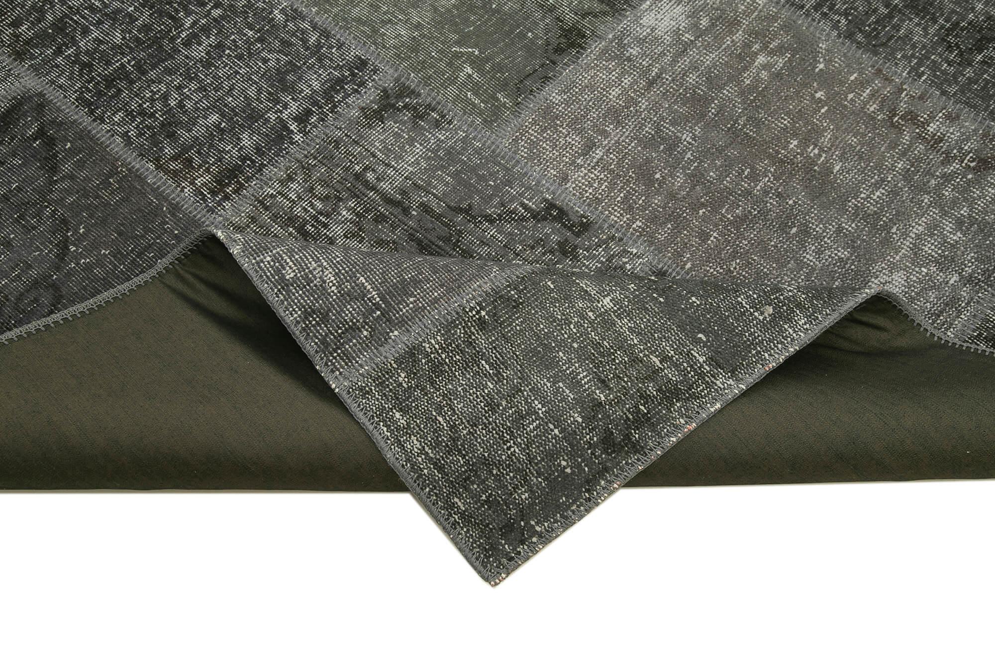 Kırk Yama Gri Patchwork Pamuk Yün El Dokuma Halısı 200x300 Agacan