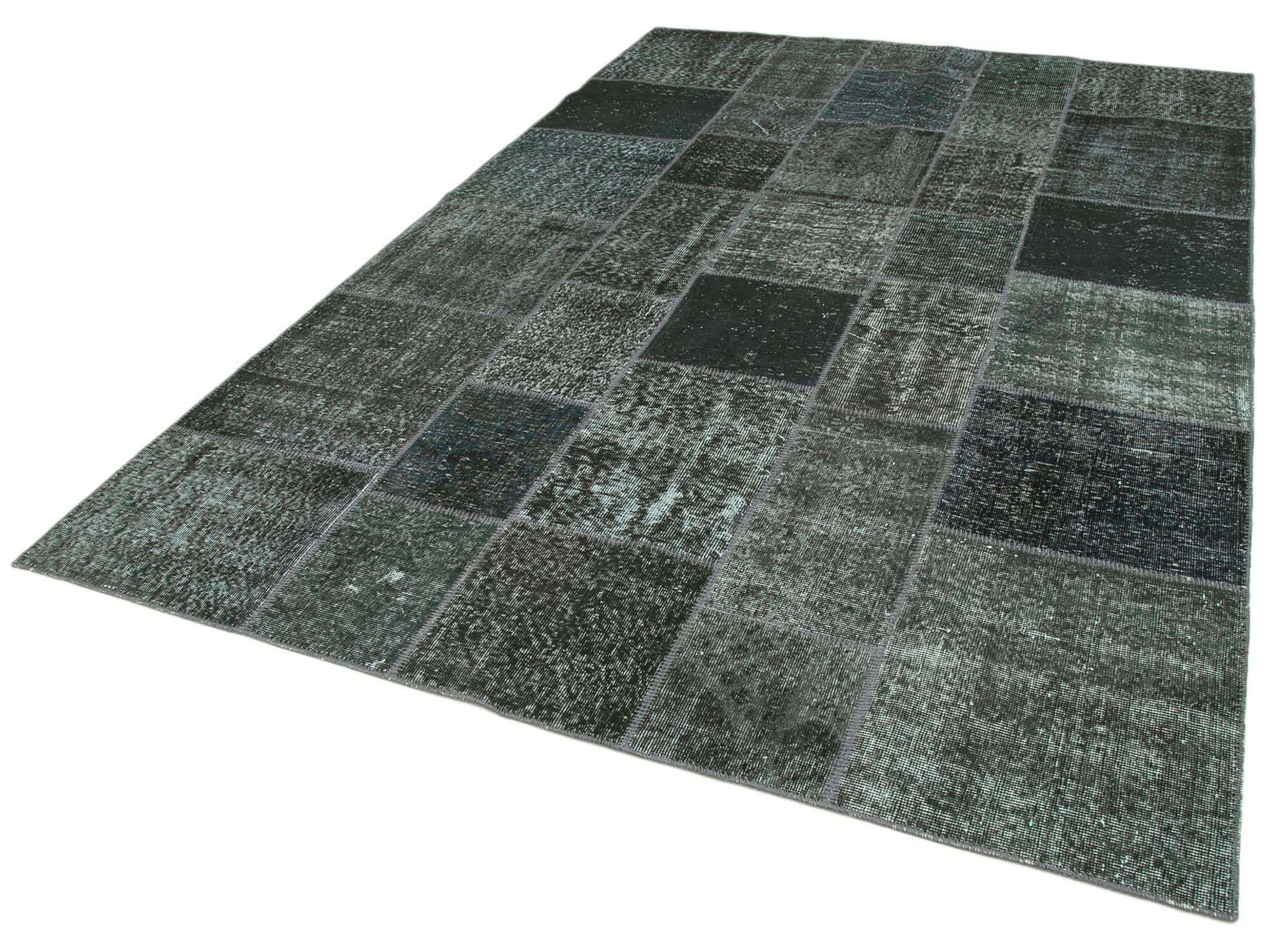 Kırk Yama Gri Patchwork Pamuk Yün El Dokuma Halısı 200x300 Agacan