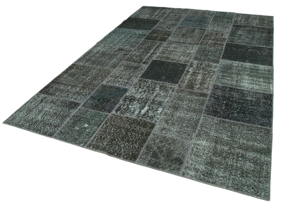 Kırk Yama Gri Patchwork Pamuk Yün El Dokuma Halısı 200x300 Agacan