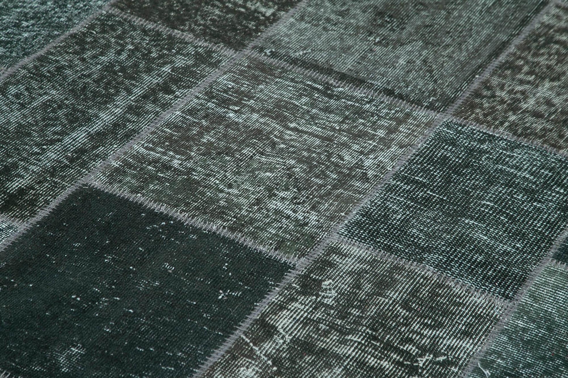 Kırk Yama Gri Patchwork Pamuk Yün El Dokuma Halısı 200x300 Agacan