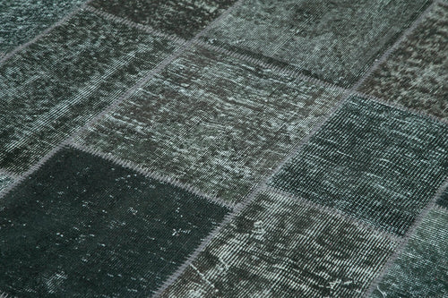 Kırk Yama Gri Patchwork Pamuk Yün El Dokuma Halısı 200x300 Agacan