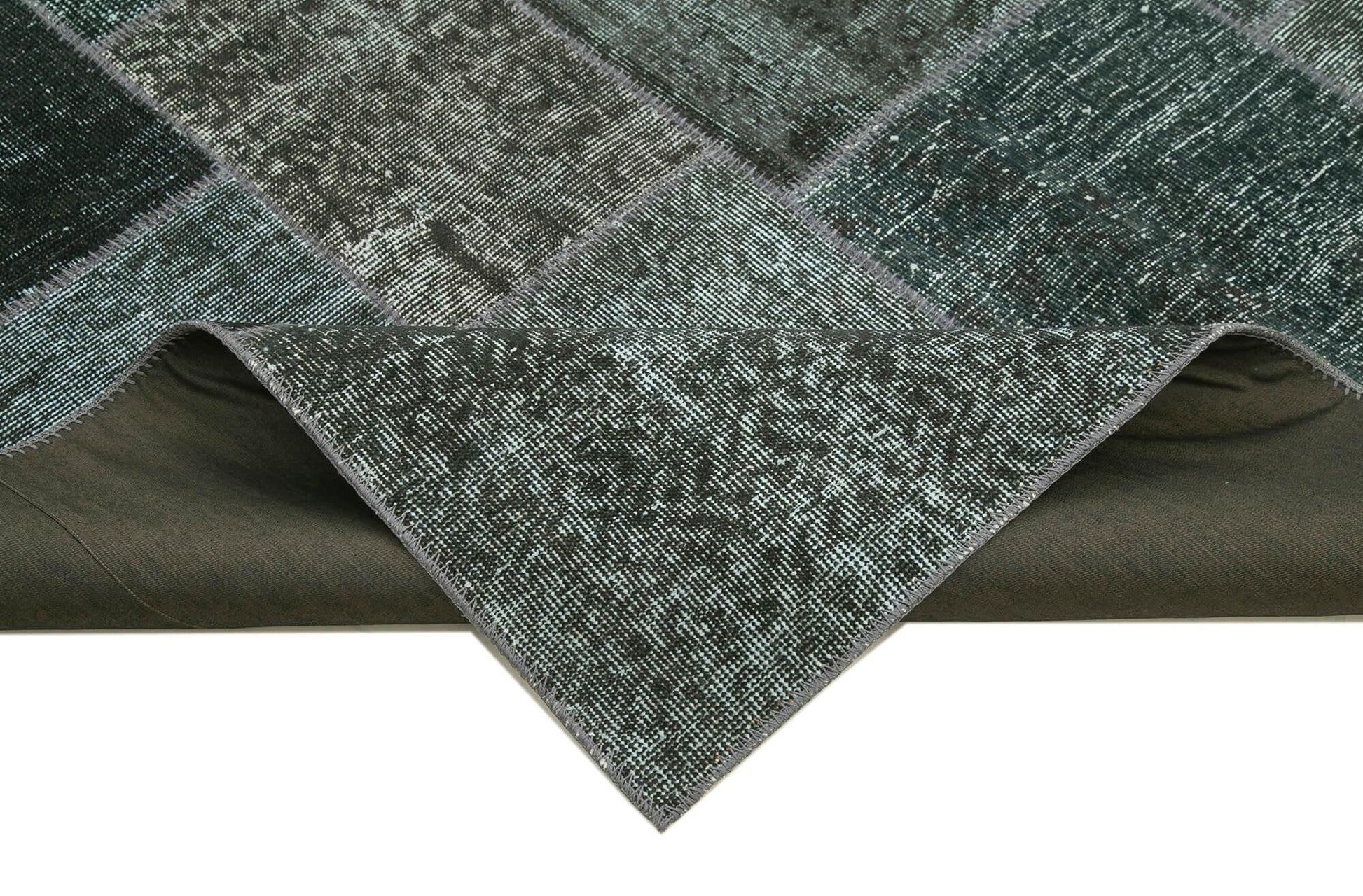 Kırk Yama Gri Patchwork Pamuk Yün El Dokuma Halısı 200x300 Agacan