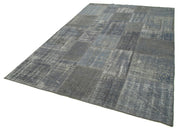 Kırk Yama Gri Patchwork Pamuk Yün El Dokuma Halısı 198x300 Agacan