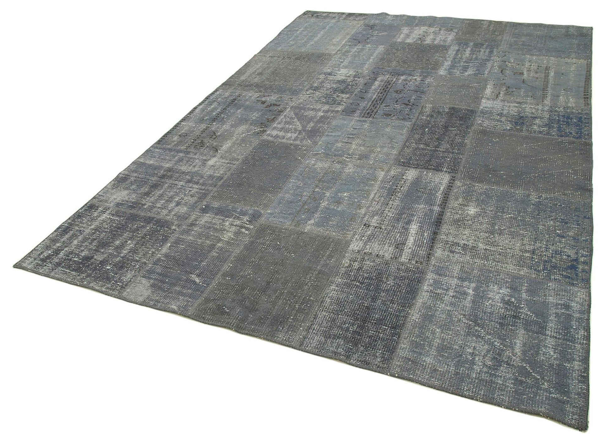 Kırk Yama Gri Patchwork Pamuk Yün El Dokuma Halısı 198x300 Agacan