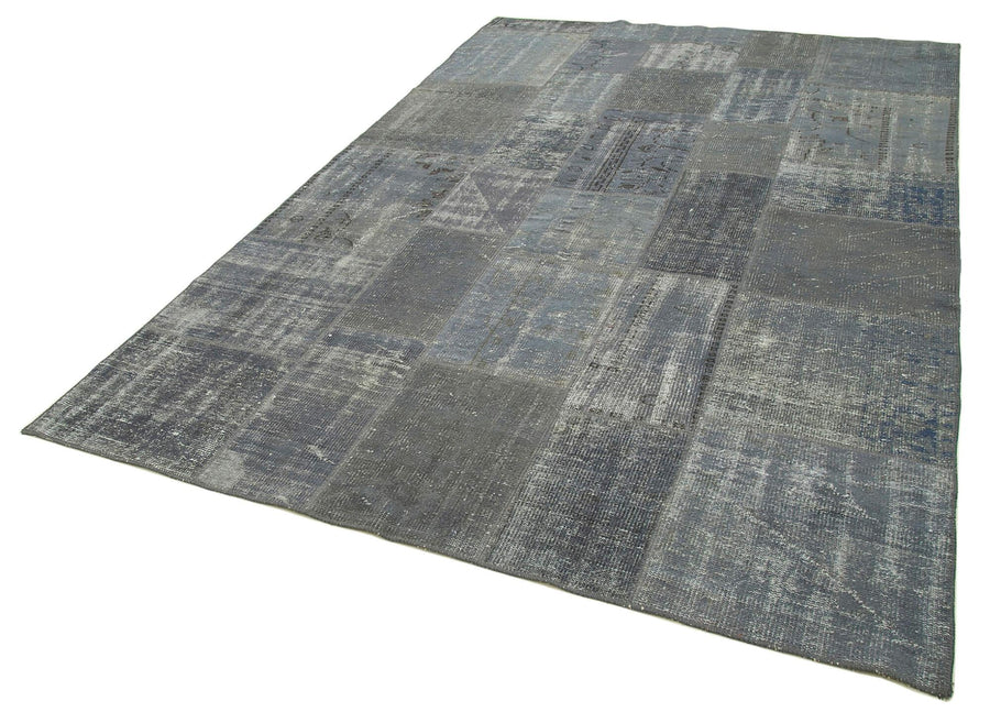 Kırk Yama Gri Patchwork Pamuk Yün El Dokuma Halısı 198x300 Agacan