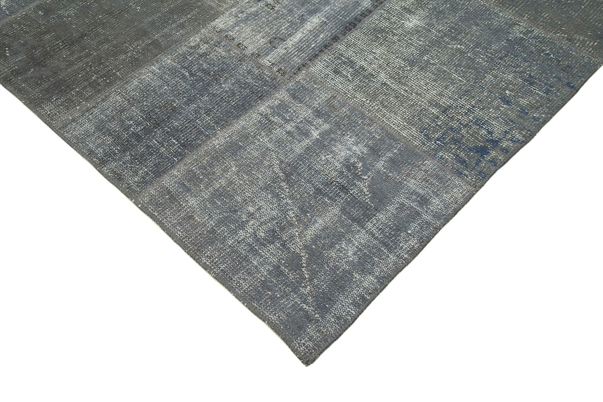 Kırk Yama Gri Patchwork Pamuk Yün El Dokuma Halısı 198x300 Agacan